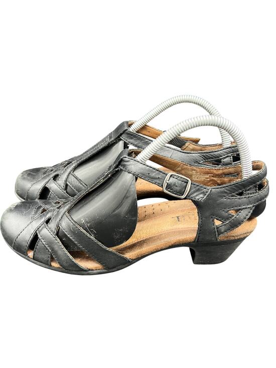 Cobb Hill Shoes - 🖤 Cobb Hill Black Leather Caged Slingback Sandals Low Block Heel Retro Chic Y2K